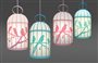 Lamp ceiling light for kids PINK AND TURQUOISE BIRD CAGE