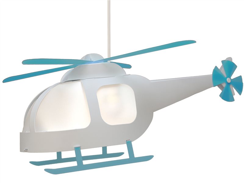 Helicoptere blanc et turquoise suspension enfant