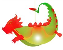 Lampe suspension enfant DRAGON ROUGE et CITRON VERT