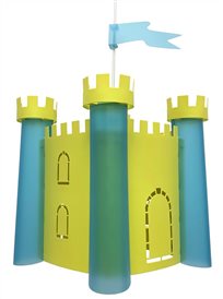 Lampe suspension enfant CHÂTEAU-FORT GENÊT et TURQUOISE