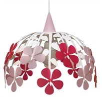 Lampe suspension enfant BOUQUET DE FLEURS IVOIRE FRAMBOISE ROSE