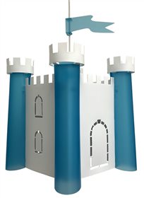 Lampe suspension enfant CHÂTEAU-FORT BLANC ET BLEU