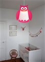 Lampe plafonnier suspension chambre enfant fille HIBOU ROSE FUSHIA