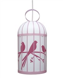 Lampe suspension enfant CAGE AUX OISEAUX ROSE