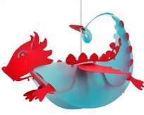 Lampe suspension enfant DRAGON BLEU et ROUGE