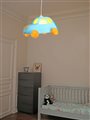 Lustre abat jour suspension enfant VOITURE TRUQUOISE ET ORANGE