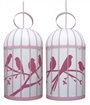 Lampe lustre suspension recto verso enfant CAGE AUX OISEAUX ROSE