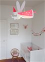 Kid's bedroom ceiling light WHITE and RASPBERRY PINK FAIRY Lamp