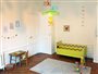 Luminaire lustre suspension decoration chambre enfant SINGES Bleu lagon jaune et orange