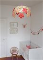Lampe plafonnier suspension chambre enfant fille Bouquet de Fleurs Ivoire rose et framboise