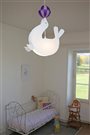 Lampe plafonnier suspension chambre enfant OTARIE BLANCHE ballon violet