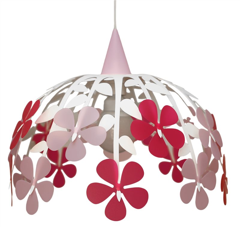 Lampe lustre suspension Bouquet de Fleurs Ivoire Framboise et rose