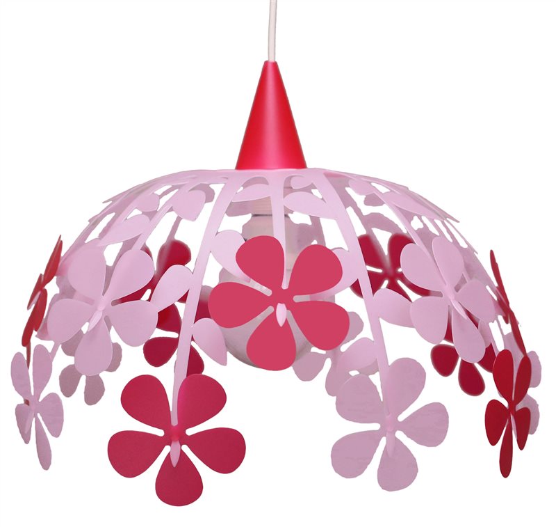 Lampe lustre suspension BOUQUET DE FLEURS ROSE ET FRAMBOISE 