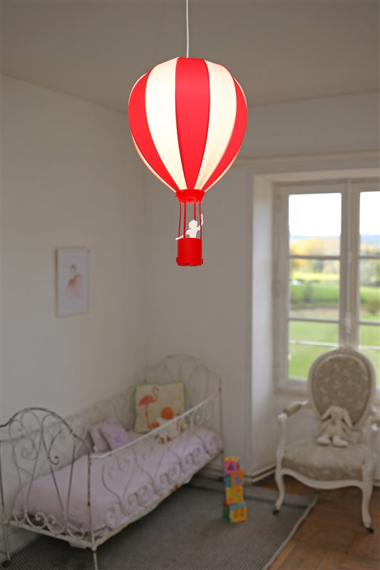 Lampe Suspension Enfant Montgolfière Lilas - Fabrication Française - Dimensions 46x30 Cm - À Assembler Soi-même - Pour Chambre D'enfant